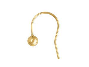 Gold-Filled 14K/20 Ear Wire with 4.0mm Ball, 0.76mm (1 Pair) Gold-Filled 14K/20 Ear Wire with 4.0mm Ball, 0.76mm (1 Pair)