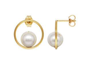 Gold-Filled 14K/20 8mm White Crystal Pearl Circle Post Earring (1 Pair) Gold-Filled 14K/20 8mm White Crystal Pearl Circle Post Earring (1 Pair)