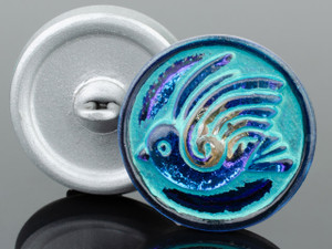 4 Black Czech Pressed Glass Shank Buttons Spiral Facet Design 7/8" 22mm #829 