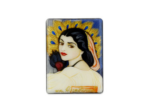 Frederic Leighton's Pavonia on Black Agate Rectangle Bead Frederic Leighton's Pavonia on Black Agate Rectangle Bead