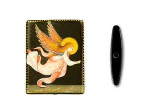 Calvary Angel Black Agate Rectangle Bead Calvary Angel Black Agate Rectangle Bead