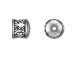 B&B Benbassat 10mm Antique Silver-Plated Pewter Flowers End Cap B&B Benbassat 10mm Antique Silver-Plated Pewter Flowers End Cap