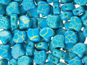 Clearance - Was $3.97 - Matubo 2-Hole Ionic Blue/Yellow Ginkgo Leaf Bead 2.5-Inch Tube