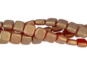 CzechMates Glass 6mm Sueded Gold Ruby Two-Hole Tile Bead Strand CzechMates Glass 6mm Sueded Gold Ruby Two-Hole Tile Bead Strand