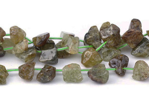 Clearance - Was $19.29 - Dakota Stones Green Garnet 10-15mm Nugget Top Drill - 15-16 Inch Bead Strand Clearance - Was $19.29 - Dakota Stones Green Garnet 10-15mm Nugget Top Drill - 15-16 Inch Bead Strand