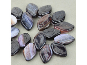 Czech Glass Medium Leaf (12x8mm) Jet White Topaz Mix Opaque Transparent Bead Strand by Raven's Journey Czech Glass Medium Leaf (12x8mm) Jet White Topaz Mix Opaque Transparent Bead Strand by Raven's Journey