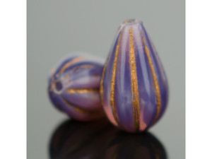 Czech Glass Melon Drop (13x8mm) Deep Purple Opaline with Dark Bronze Wash Bead Strand by Raven's Journey Czech Glass Melon Drop (13x8mm) Deep Purple Opaline with Dark Bronze Wash Bead Strand by Raven's Journey