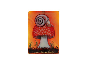 Snail on Mushroom Red Agate Rectangle Bead Snail on Mushroom Red Agate Rectangle Bead