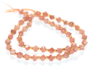Dakota Stones Peach Moonstone 4 x 6mm Table Cut Cube Corner Drilled 15-16" Bead Strand Dakota Stones Peach Moonstone 4 x 6mm Table Cut Cube Corner Drilled 15-16" Bead Strand