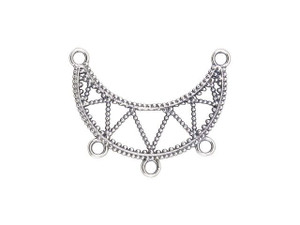 B&B Benbassat Antique Silver-Plated Brass Cut-Out Crescent Pendant with 3 Loops B&B Benbassat Antique Silver-Plated Brass Cut-Out Crescent Pendant with 3 Loops