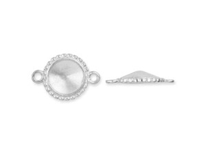 TierraCast White-Bronze-Plated 12mm Beaded Rivoli Setting Link TierraCast White-Bronze-Plated 12mm Beaded Rivoli Setting Link