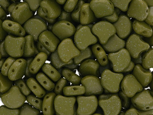 Matubo 2-Hole Stardance Green Olive Ginkgo Leaf Bead 2.5-Inch Tube Matubo 2-Hole Stardance Green Olive Ginkgo Leaf Bead 2.5-Inch Tube