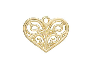 B&B Benbassat Deep-Gold-Plated Brass Filigree Heart Pendant B&B Benbassat Deep-Gold-Plated Brass Filigree Heart Pendant