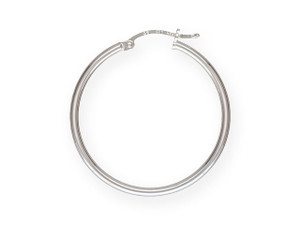 Sterling Silver 2.0 x 35.0mm Eurowire Hoop Earrings with Anti-Tarnish Finish (1 Pair) Sterling Silver 2.0 x 35.0mm Eurowire Hoop Earrings with Anti-Tarnish Finish (1 Pair)