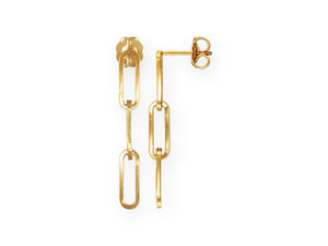 Gold-Filled 14K/20 Post Earring with 3-Link Flat Paperclip Chain (1 Pair) Gold-Filled 14K/20 Post Earring with 3-Link Flat Paperclip Chain (1 Pair)