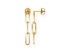 Gold-Filled 14K/20 Post Earring with 3-Link Paperclip Chain (1