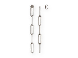 Sterling Silver Post Earring with 5-Link Paperclip Chain and Anti-Tarnish Finish (1 Pair) Sterling Silver Post Earring with 5-Link Paperclip Chain and Anti-Tarnish Finish (1 Pair)