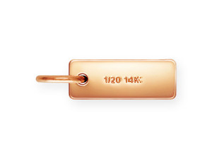 Clearance - Was $1.99 - Rose Gold-Filled 14K/20 8 x 3mm Rectangle Quality Tag with Ring Clearance - Was $1.99 - Rose Gold-Filled 14K/20 8 x 3mm Rectangle Quality Tag with Ring