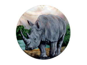 Wildlife and Pets Rhino 60mm Mother of Pearl Pendant Wildlife and Pets Rhino 60mm Mother of Pearl Pendant