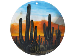Saguaro Natiuonal Park Scene 60mm Mother of Pearl Pendant Saguaro Natiuonal Park Scene 60mm Mother of Pearl Pendant