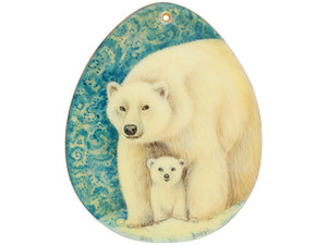 55 x 45mm Polar Bear and Cub Mother of Pearl Pendant 55 x 45mm Polar Bear and Cub Mother of Pearl Pendant