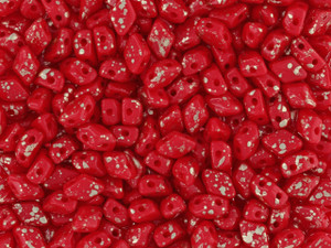 Matubo MiniGemDuo 6 x 4mm Gold Splash - Opaque Red 2-Hole Bead 2.5-Inch Tube Matubo MiniGemDuo 6 x 4mm Gold Splash - Opaque Red 2-Hole Bead 2.5-Inch Tube
