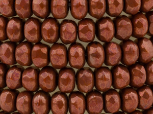 Czech Glass 3 x 2mm Brown Opaque with Copper Luster Gem Cut Microspacer Bead Strand by Raven's Journey Czech Glass 3 x 2mm Brown Opaque with Copper Luster Gem Cut Microspacer Bead Strand by Raven's Journey