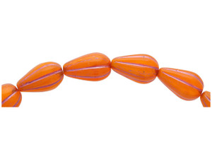 Czech Glass 13 x 8mm Orange Opaline Pink Wash Melon Drop Bead Strand by Raven's Journey Czech Glass 13 x 8mm Orange Opaline Pink Wash Melon Drop Bead Strand by Raven's Journey