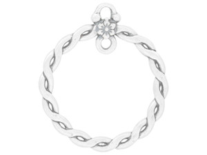 Large Twisted Circle Pendant w/Flower Separating Stringing Hole from Dangle Hole at Top Center Large Twisted Circle Pendant w/Flower Separating Stringing Hole from Dangle Hole at Top Center