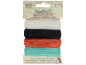 Knot-It Waxed Brazilian Cord, 0.7mm, Four 15-Yard Bundles, Ocean Dreams Collection Knot-It Waxed Brazilian Cord, 0.7mm, Four 15-Yard Bundles, Ocean Dreams Collection