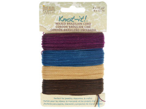 Knot-It Waxed Brazilian Cord, 0.7mm Four 15-Yard Bundles, 0.7mm Adventures Calling Collection Knot-It Waxed Brazilian Cord, 0.7mm Four 15-Yard Bundles, 0.7mm Adventures Calling Collection