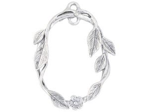 Artbeads Sterling Silver Oval Cutout Leaf Design Pendant with Center Dangle Artbeads Sterling Silver Oval Cutout Leaf Design Pendant with Center Dangle