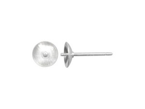 Sterling Silver Earring Post Findings, 6mm Cup Pad with Peg (1 Pair) Sterling Silver Earring Post Findings, 6mm Cup Pad with Peg (1 Pair)
