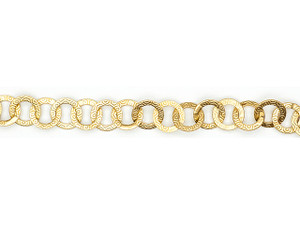 Satin Hamilton Gold 9mm Round Flattened Textured Cable Chain