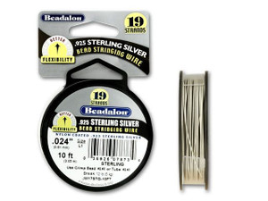 7 Strand Bead Stringing Wire, .015 in (0.38 mm), .925 Sterling Silver Wire,  10 ft (3 m)