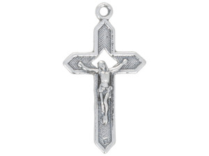 Artbeads Sterling Silver Cross Pendant with Christ and Diamond Cut Out Artbeads Sterling Silver Cross Pendant with Christ and Diamond Cut Out