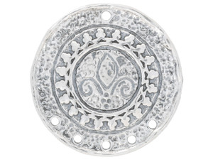Artbeads Sterling Silver Fluer De Lis Round Disc Pendant with 5 Dangle Holes Artbeads Sterling Silver Fluer De Lis Round Disc Pendant with 5 Dangle Holes