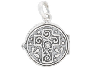 Artbeads Sterling Silver Locket Pendant with Swirly Cross Design with Bail Artbeads Sterling Silver Locket Pendant with Swirly Cross Design with Bail