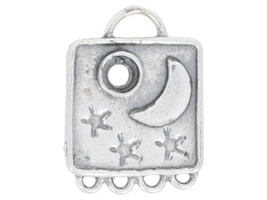 Artbeads Sterling Silver Square Celestial Pendant with 3mm Stone Setting and 4 Dangle Loops Moon on Right Artbeads Sterling Silver Square Celestial Pendant with 3mm Stone Setting and 4 Dangle Loops Moon on Right