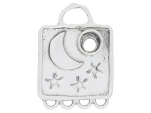 Artbeads Sterling Silver Square Celestial Pendant with 3mm Stone Setting and 4 Dangle Loops Moon on Left Artbeads Sterling Silver Square Celestial Pendant with 3mm Stone Setting and 4 Dangle Loops Moon on Left