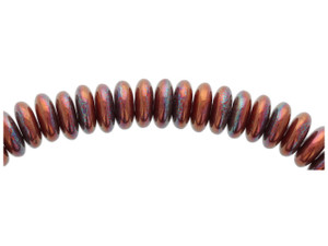 Czech Glass 6mm Dark Bronze Finish Opaque with Blue and Purple Patina Disc Spacer Bead Strand by Raven's Journey Czech Glass 6mm Dark Bronze Finish Opaque with Blue and Purple Patina Disc Spacer Bead Strand by Raven's Journey