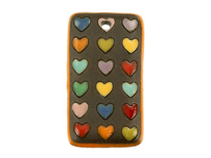 Multi color hearts on dark Rectangle Pendant Multi color hearts on dark Rectangle Pendant