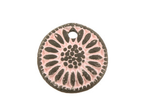Small pendant pink on brown sunflower dotted center Small pendant pink on brown sunflower dotted center
