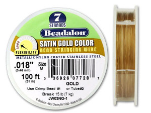 Satin Gold Beadalon Beading Wire .018 Thickness 7 Strand (30 Feet)