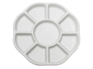 Ceramic Bead Sorting Tray, Round 5 1/2 Inch Diameter with Nine Sections, 1 Tray, White Ceramic Bead Sorting Tray, Round 5 1/2 Inch Diameter with Nine Sections, 1 Tray, White