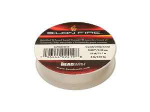The Beadsmith S-Lon Fire Bead Thread 8 Lb Test Crystal 0.007 in / 0.18mm Diameter, 15 Yard Spool The Beadsmith S-Lon Fire Bead Thread 8 Lb Test Crystal 0.007 in / 0.18mm Diameter, 15 Yard Spool