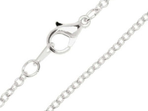 Finished Cable Chain Necklace, Oval Links with Lobster Clasp 2x1.8mm, 16 Inches, Silver Plated Finished Cable Chain Necklace, Oval Links with Lobster Clasp 2x1.8mm, 16 Inches, Silver Plated