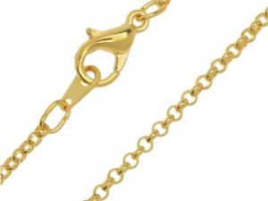 Finished Rolo Chain Necklace, Round Links with Lobster Clasp 2mm, 18 Inches, 22K Gold Plated Finished Rolo Chain Necklace, Round Links with Lobster Clasp 2mm, 18 Inches, 22K Gold Plated