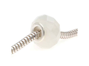 Clearance - Was $1.39 - Faceted Glass European Style Large Hole Bead - White Opal 14mm (1 pcs) Clearance - Was $1.39 - Faceted Glass European Style Large Hole Bead - White Opal 14mm (1 pcs)