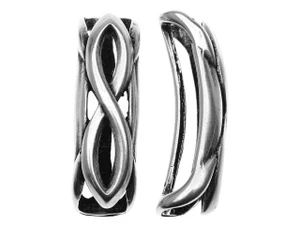 Antiqued Silver Infinity Symbol Bracelet Slider For Regaliz 10mm Rubber Cord - 1 Piece